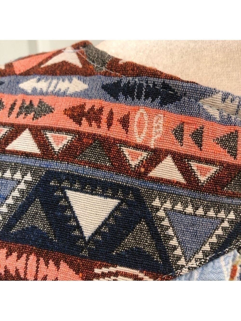 Umgee Size S sleeveless v-neck blue with Aztec print pullover dress pockets - Picture 7 of 10